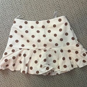 Zara brown and cream polka dot skort